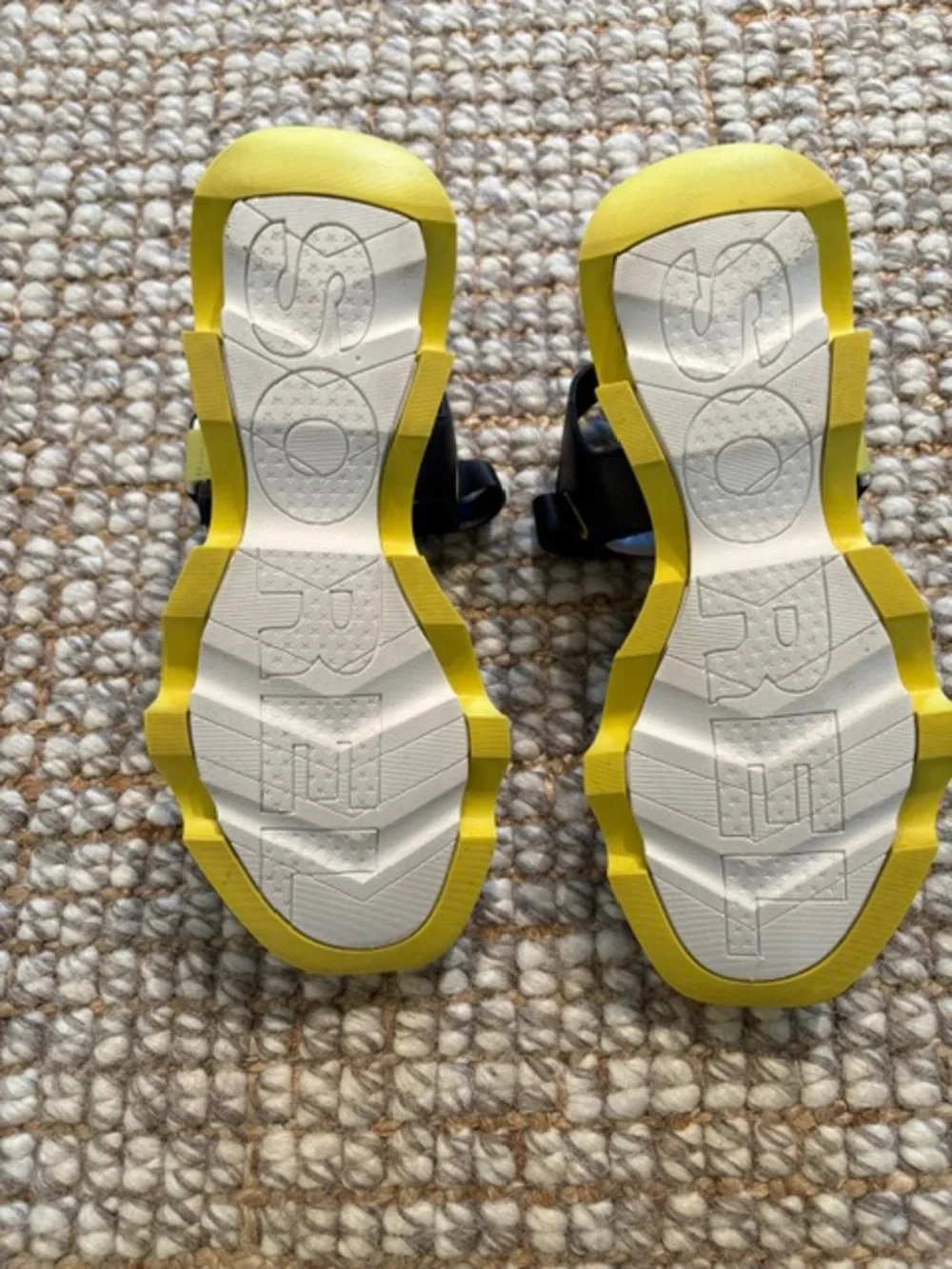 Sorel Black White and Yellow Platform Sandals